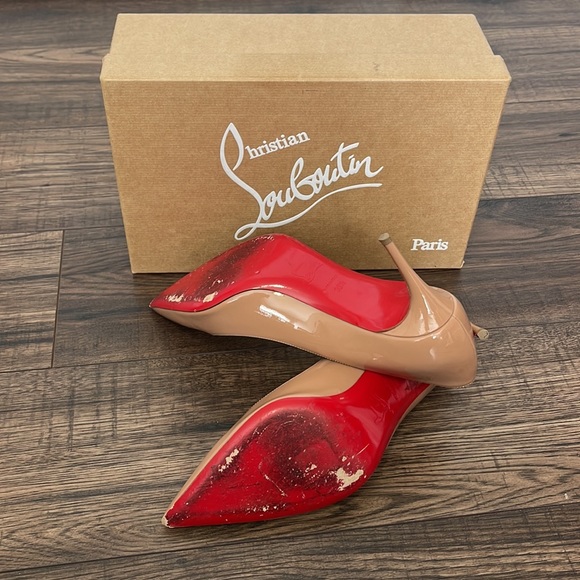 Christian Louboutin Paris Nude Décolleté 554 70 Patent Heel - Picture 7 of 10